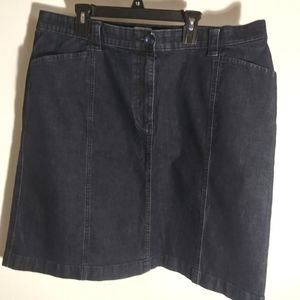 LL Bean dark denim jean skirt size 18